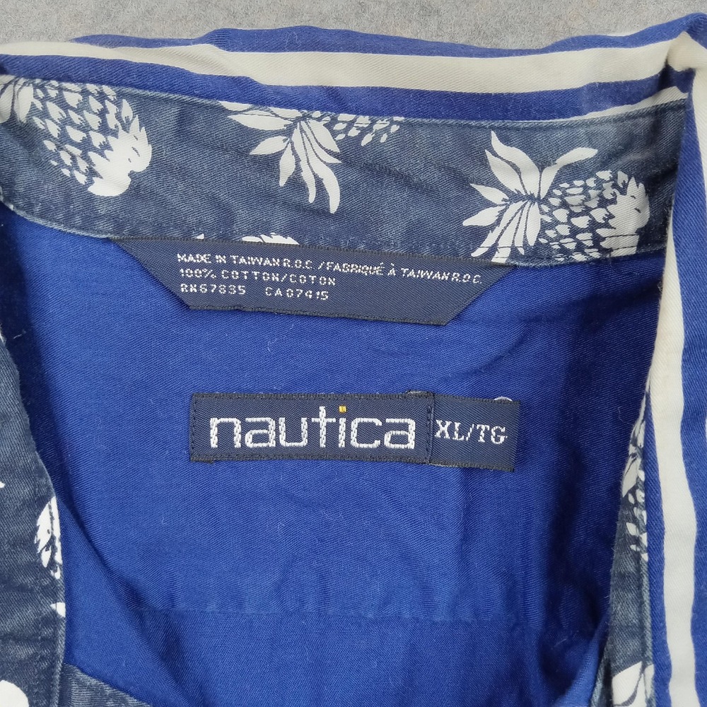Vintage Nautica Shirt Mens XL Blue White Colorblock Rugby Pullover Sail Logo 90s - Picture 2 of 8
